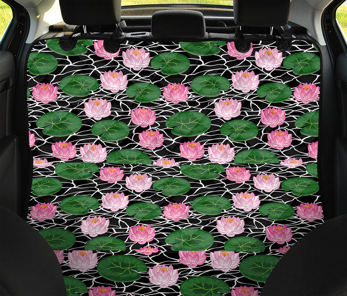 Lotus Flower And Leaf Pattern Print Pet Car Back Seat Cover