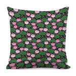 Lotus Flower And Leaf Pattern Print Pillow Cover