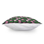 Lotus Flower And Leaf Pattern Print Pillow Cover