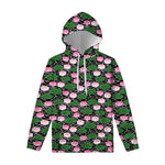 Lotus Flower And Leaf Pattern Print Pullover Hoodie
