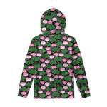 Lotus Flower And Leaf Pattern Print Pullover Hoodie