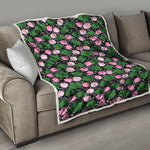Lotus Flower And Leaf Pattern Print Quilt