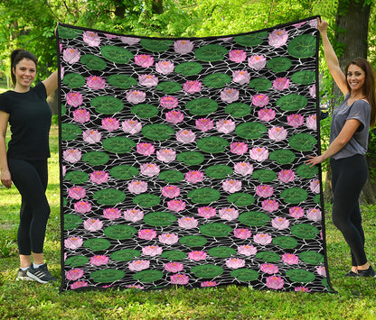 Lotus Flower And Leaf Pattern Print Quilt