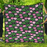 Lotus Flower And Leaf Pattern Print Quilt