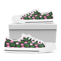 Lotus Flower And Leaf Pattern Print White Low Top Sneakers