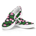 Lotus Flower And Leaf Pattern Print White Slip On Sneakers