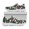Lotus Flower And Leaf Pattern Print White Running Shoes
