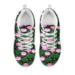 Lotus Flower And Leaf Pattern Print White Sneakers