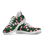 Lotus Flower And Leaf Pattern Print White Sneakers