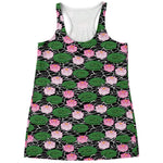 Lotus Flower And Leaf Pattern Print Women's Racerback Tank Top