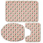 Love Dobermann Pattern Print 3 Piece Bath Mat Set