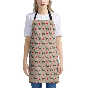 Love Dobermann Pattern Print Apron