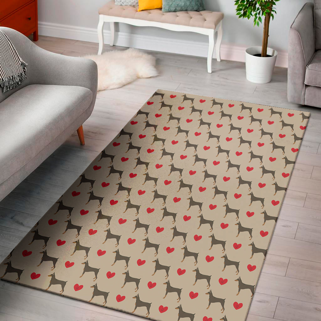 Love Dobermann Pattern Print Area Rug