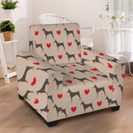 Love Dobermann Pattern Print Armchair Slipcover