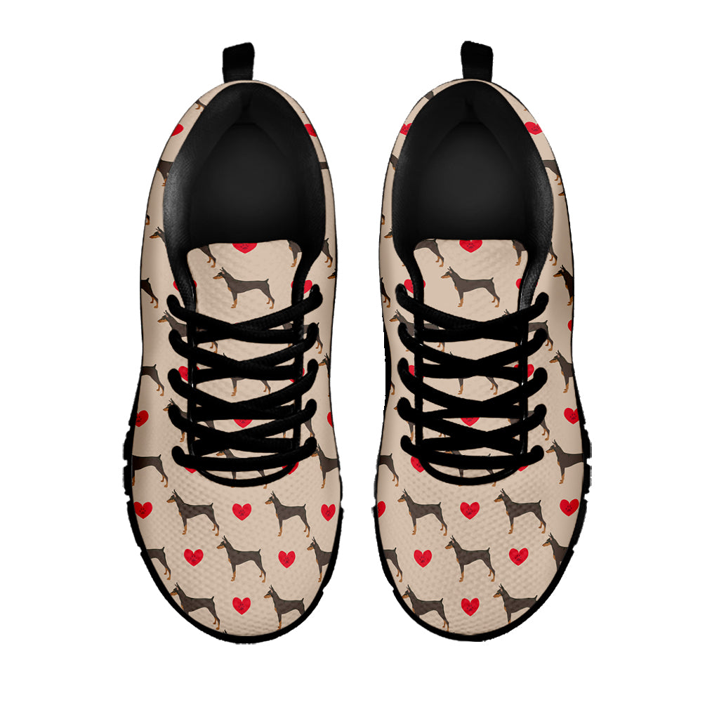 Love Dobermann Pattern Print Black Sneakers