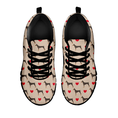 Love Dobermann Pattern Print Black Sneakers