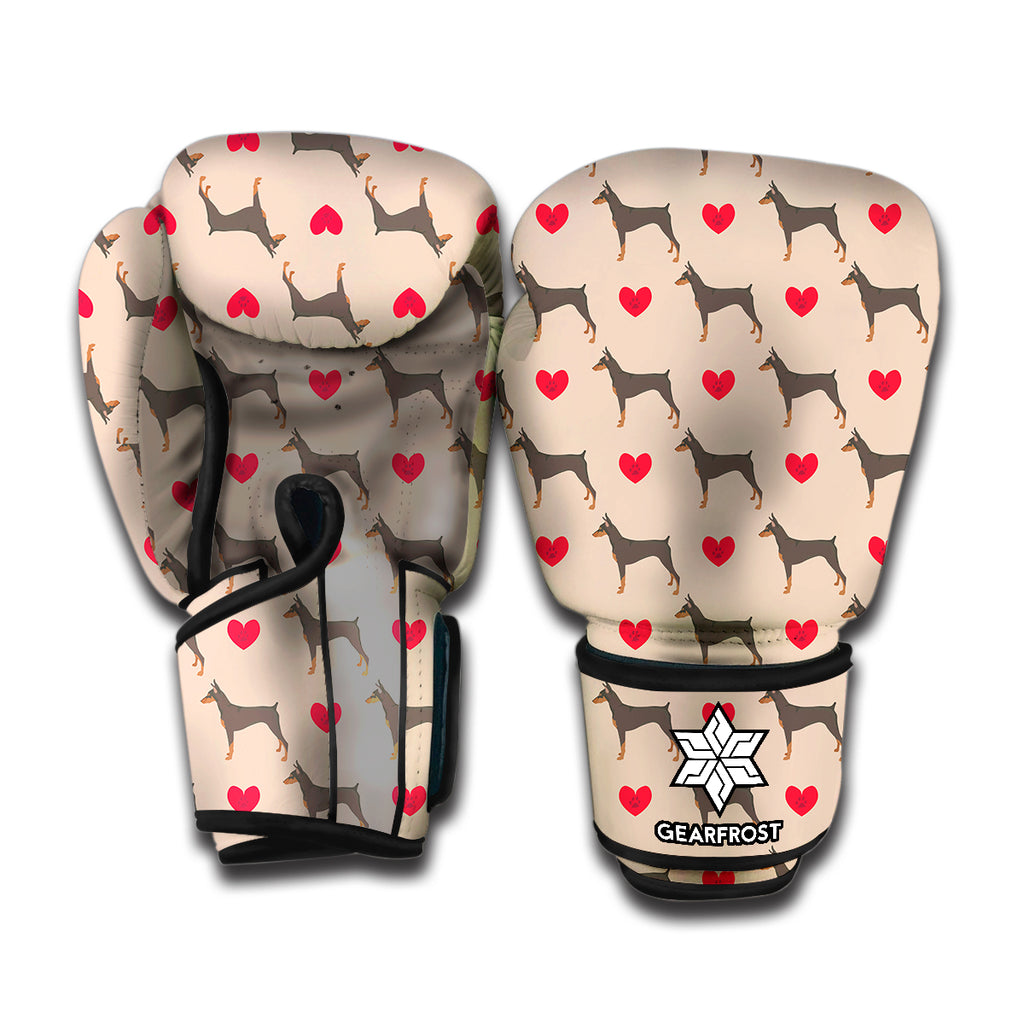 Love Dobermann Pattern Print Boxing Gloves