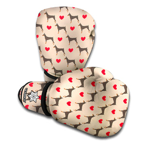 Love Dobermann Pattern Print Boxing Gloves