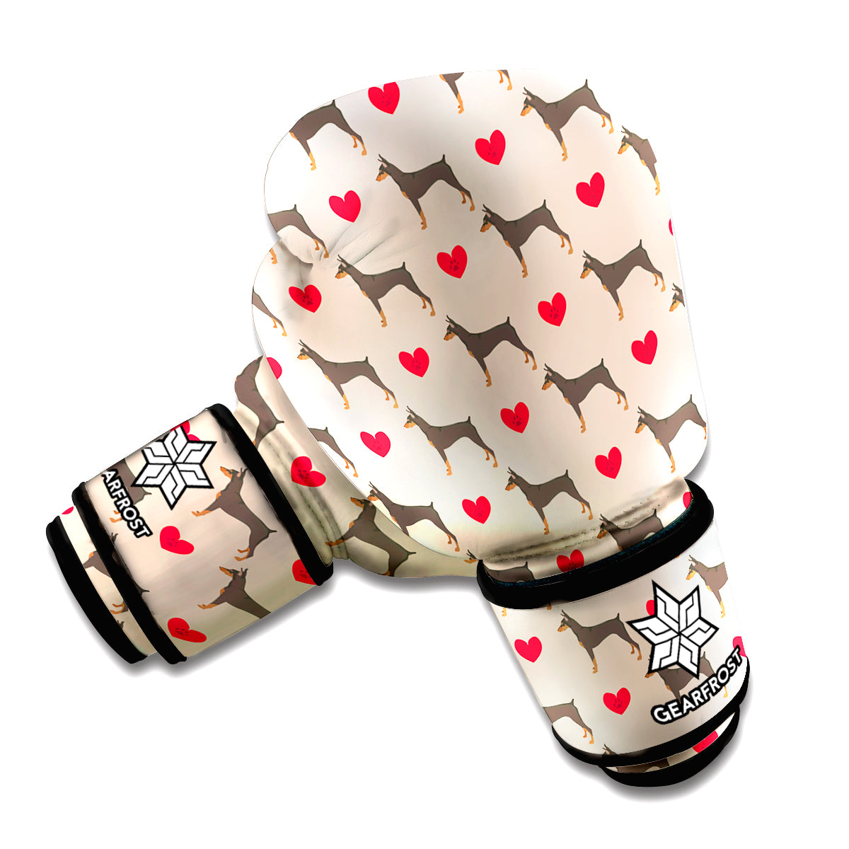 Love Dobermann Pattern Print Boxing Gloves