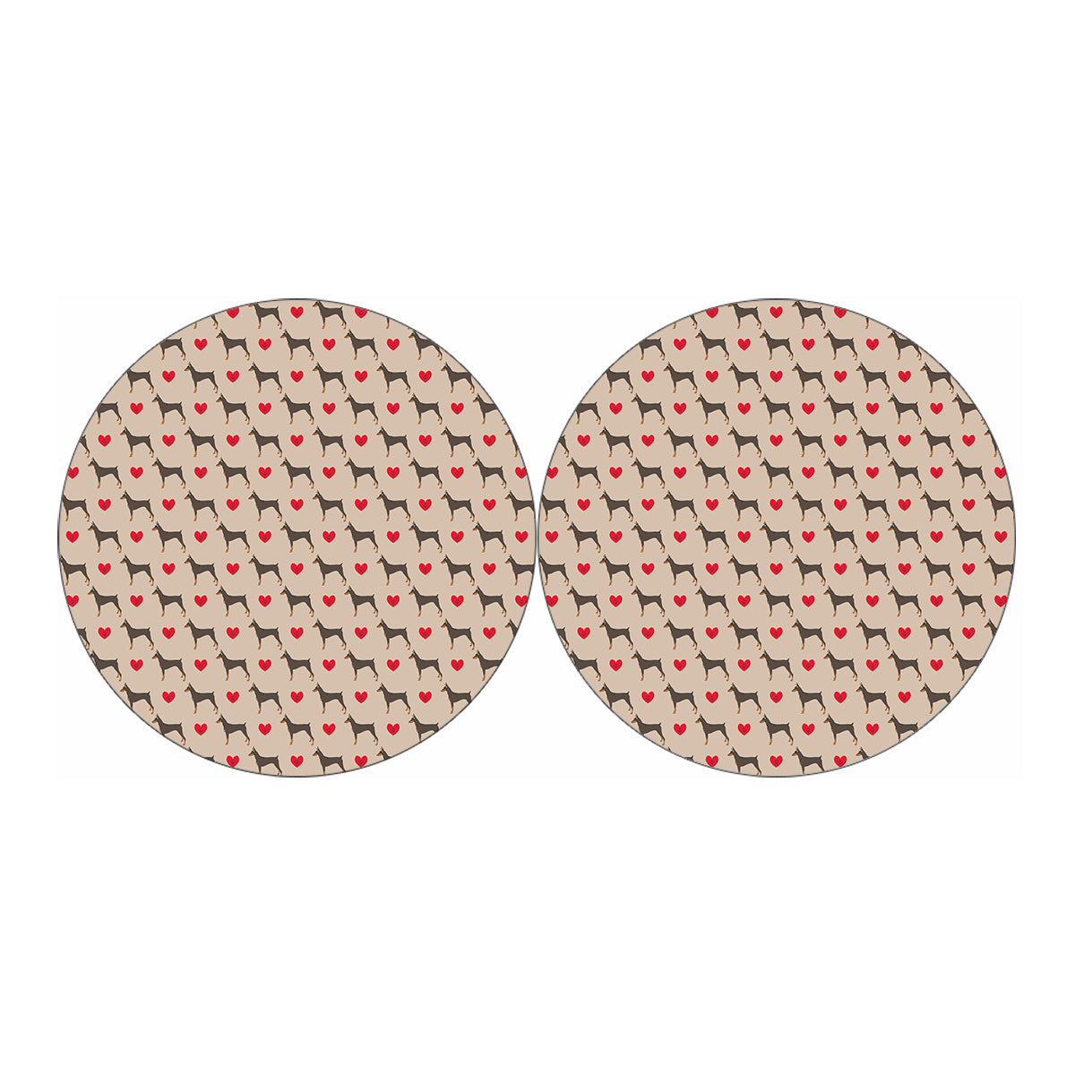 Love Dobermann Pattern Print Car Coasters