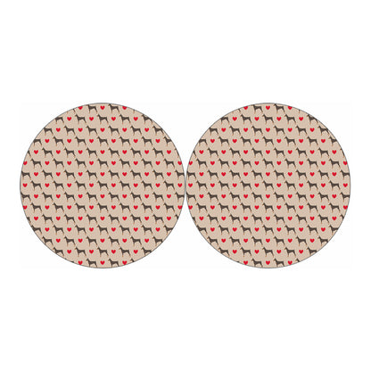 Love Dobermann Pattern Print Car Coasters