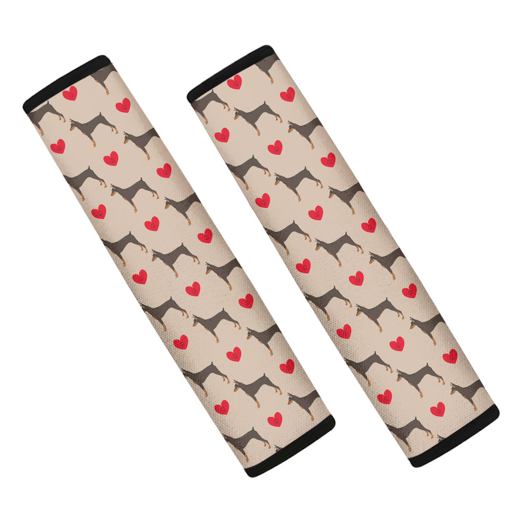 Love Dobermann Pattern Print Car Seat Belt Covers