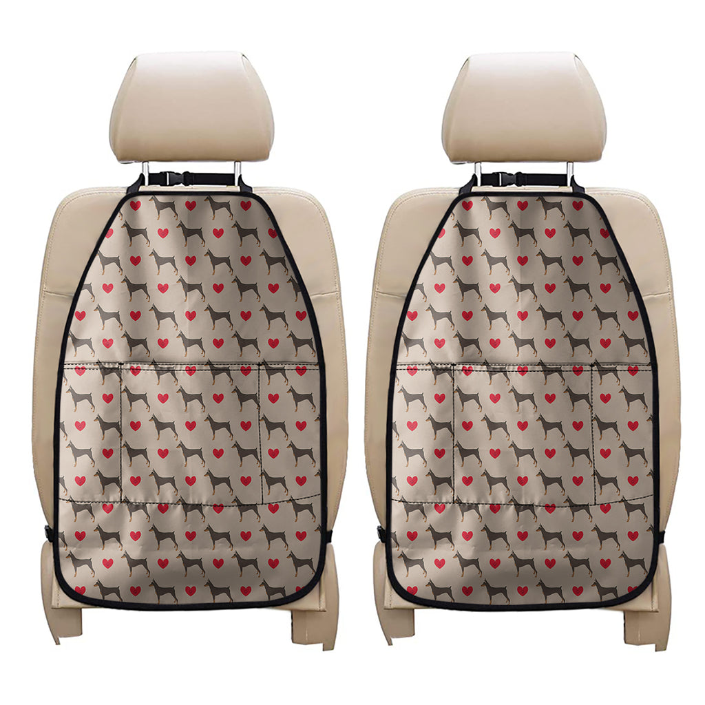 Love Dobermann Pattern Print Car Seat Organizers