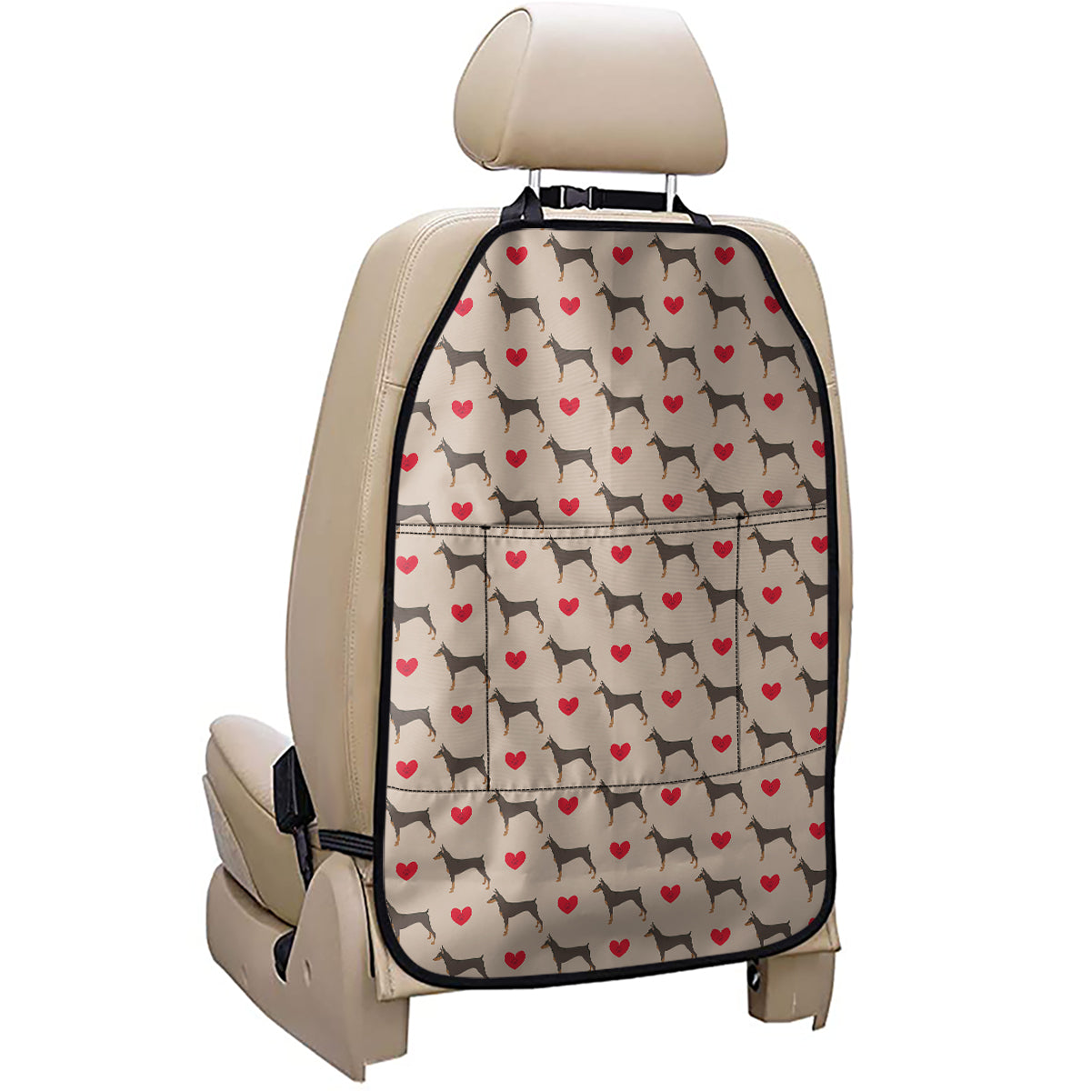 Love Dobermann Pattern Print Car Seat Organizers