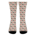 Love Dobermann Pattern Print Crew Socks