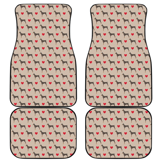 Love Dobermann Pattern Print Front and Back Car Floor Mats