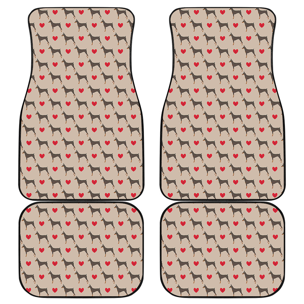 Love Dobermann Pattern Print Front and Back Car Floor Mats