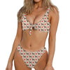 Love Dobermann Pattern Print Front Bow Tie Bikini