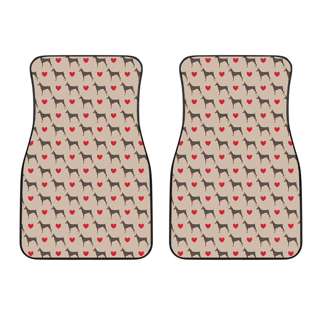 Love Dobermann Pattern Print Front Car Floor Mats