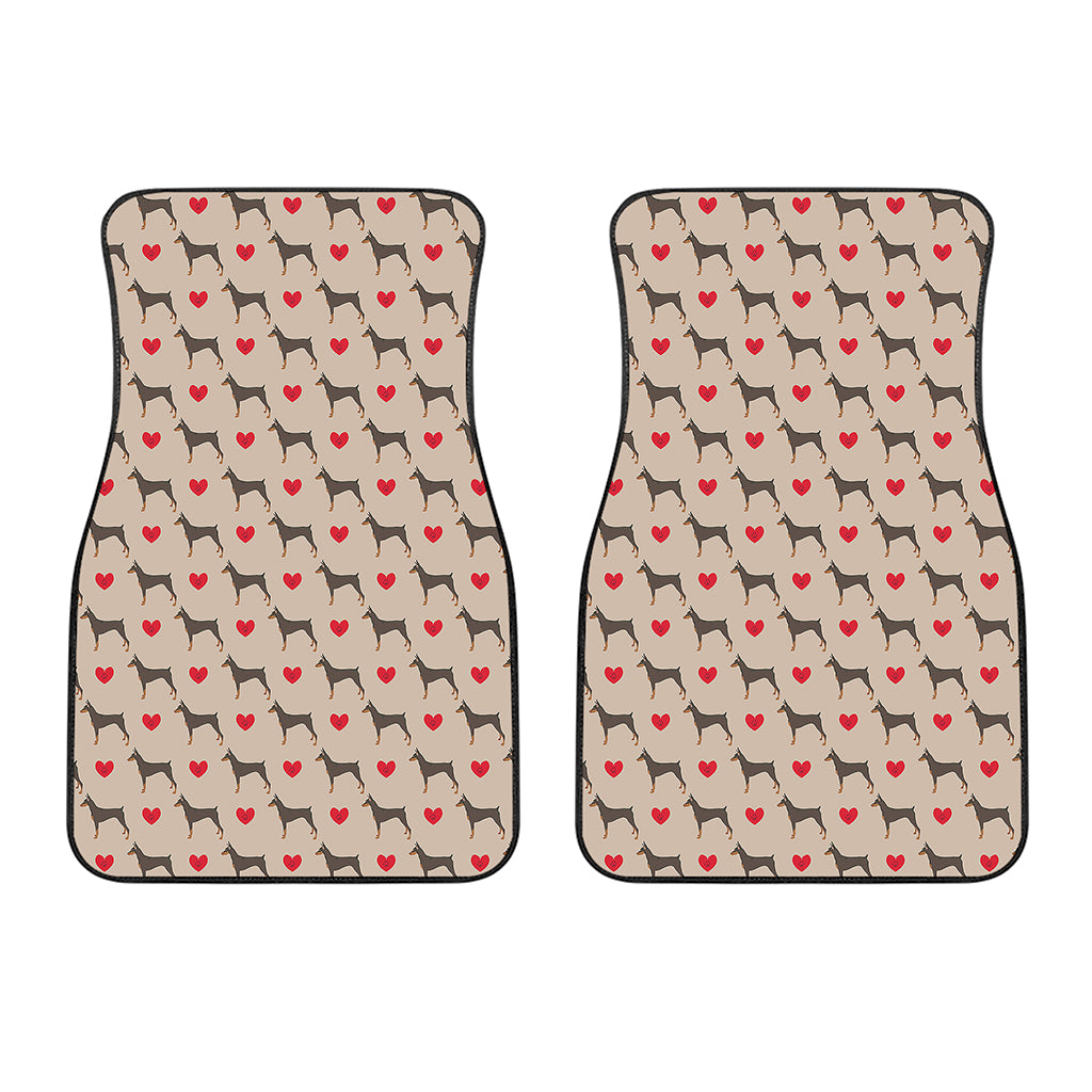 Love Dobermann Pattern Print Front Car Floor Mats