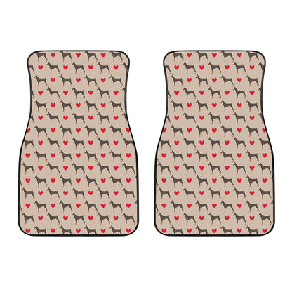Love Dobermann Pattern Print Front Car Floor Mats