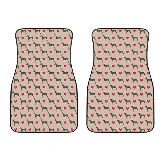 Love Dobermann Pattern Print Front Car Floor Mats