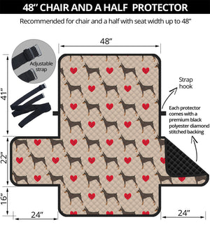 Love Dobermann Pattern Print Half Sofa Protector