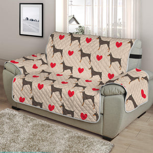 Love Dobermann Pattern Print Half Sofa Protector