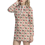 Love Dobermann Pattern Print Hoodie Dress