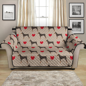 Love Dobermann Pattern Print Loveseat Protector