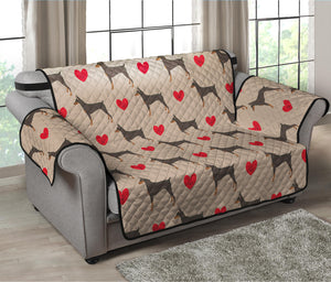 Love Dobermann Pattern Print Loveseat Protector