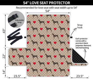 Love Dobermann Pattern Print Loveseat Protector