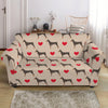 Love Dobermann Pattern Print Loveseat Slipcover