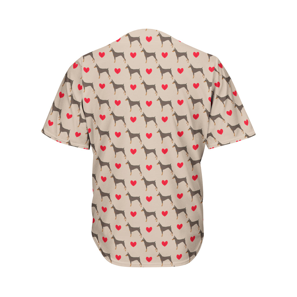 Love Dobermann Pattern Print Men's Baseball Jersey