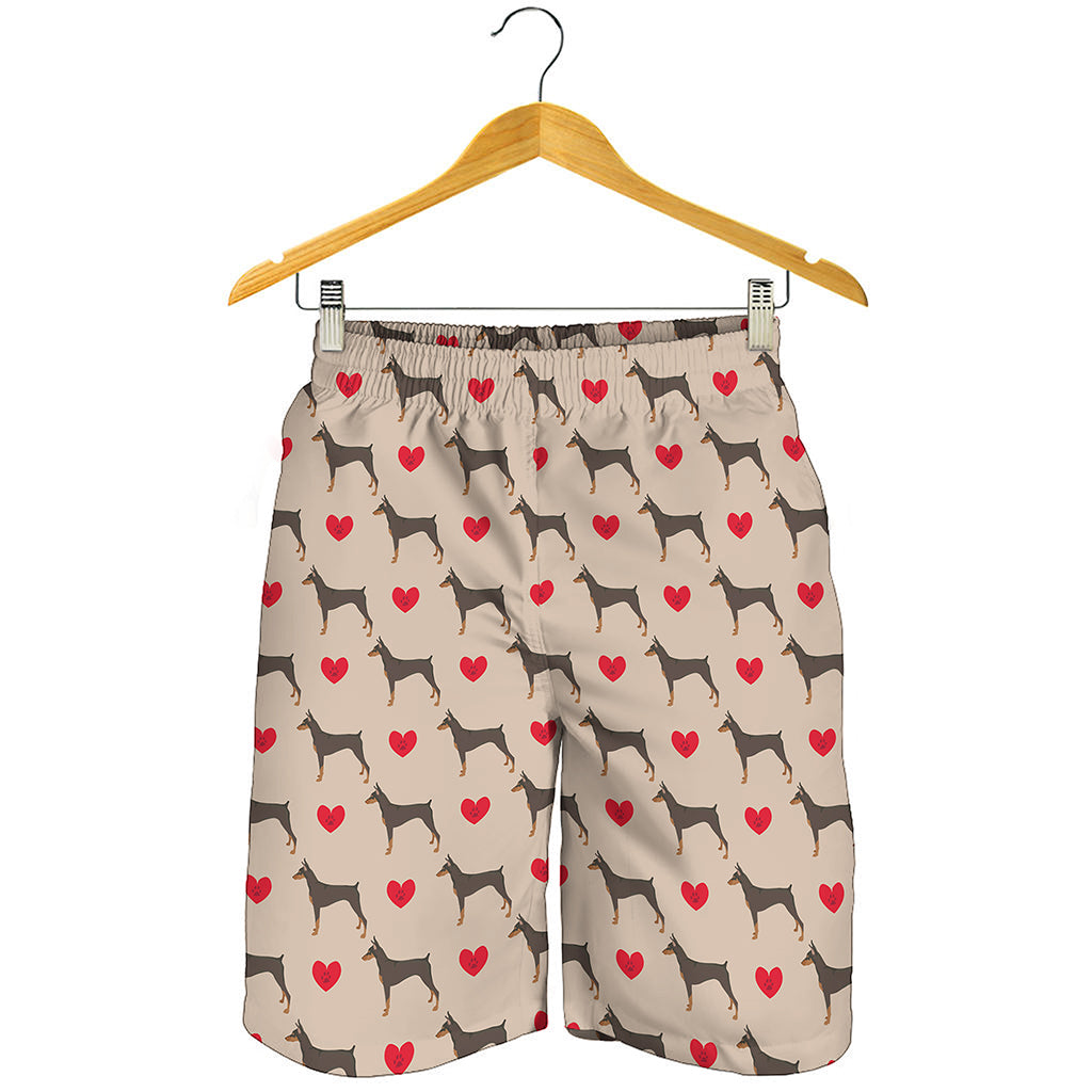 Love Dobermann Pattern Print Men's Shorts