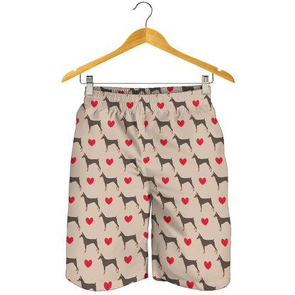 Love Dobermann Pattern Print Men's Shorts