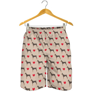 Love Dobermann Pattern Print Men's Shorts