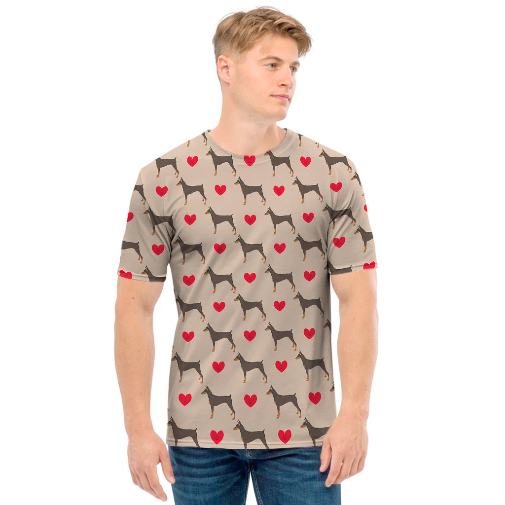 Love Dobermann Pattern Print Men's T-Shirt