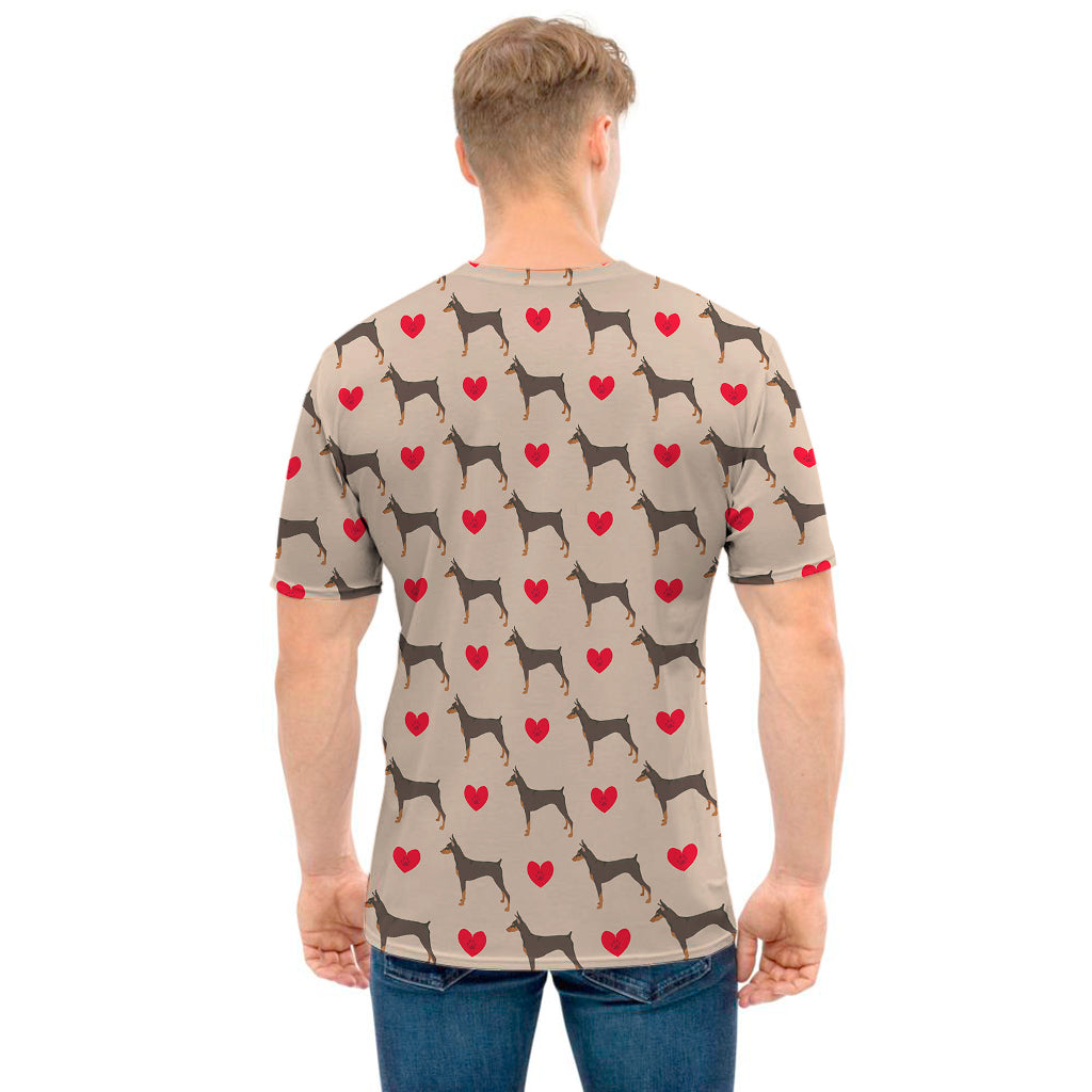 Love Dobermann Pattern Print Men's T-Shirt