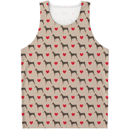 Love Dobermann Pattern Print Men's Tank Top